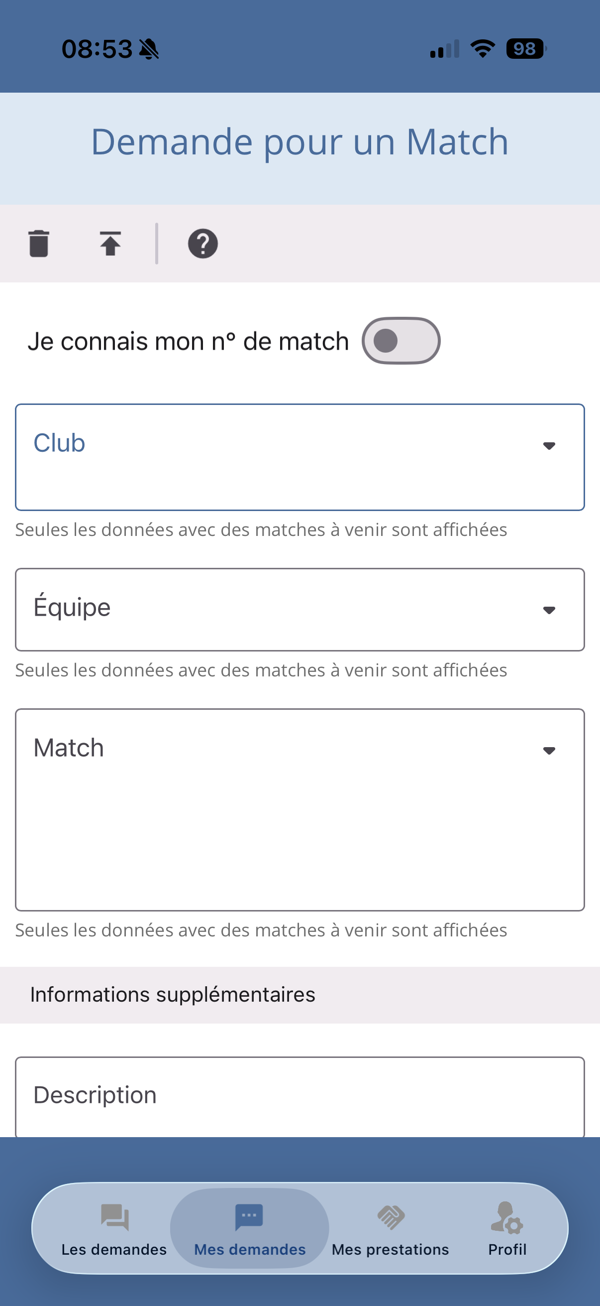 Poster une demande d'arbitre